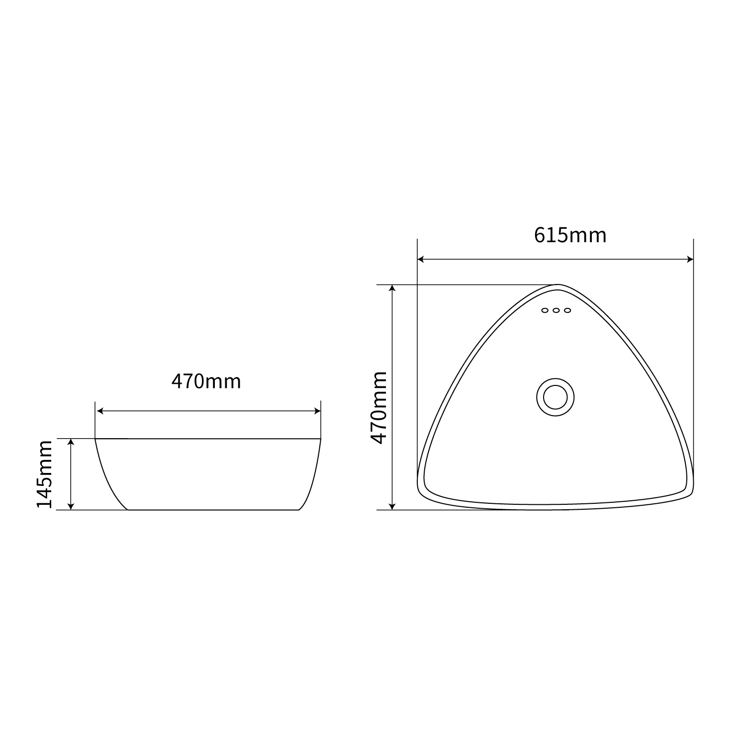 Premium quality large porcelain sink 24-inch triangle bathroom sink for bathroom with overflow